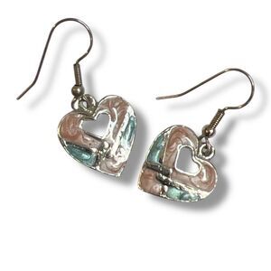 Bundle Sale 3 for $15 | Pastel Colored Silver Tone Enamel Heart Earrings